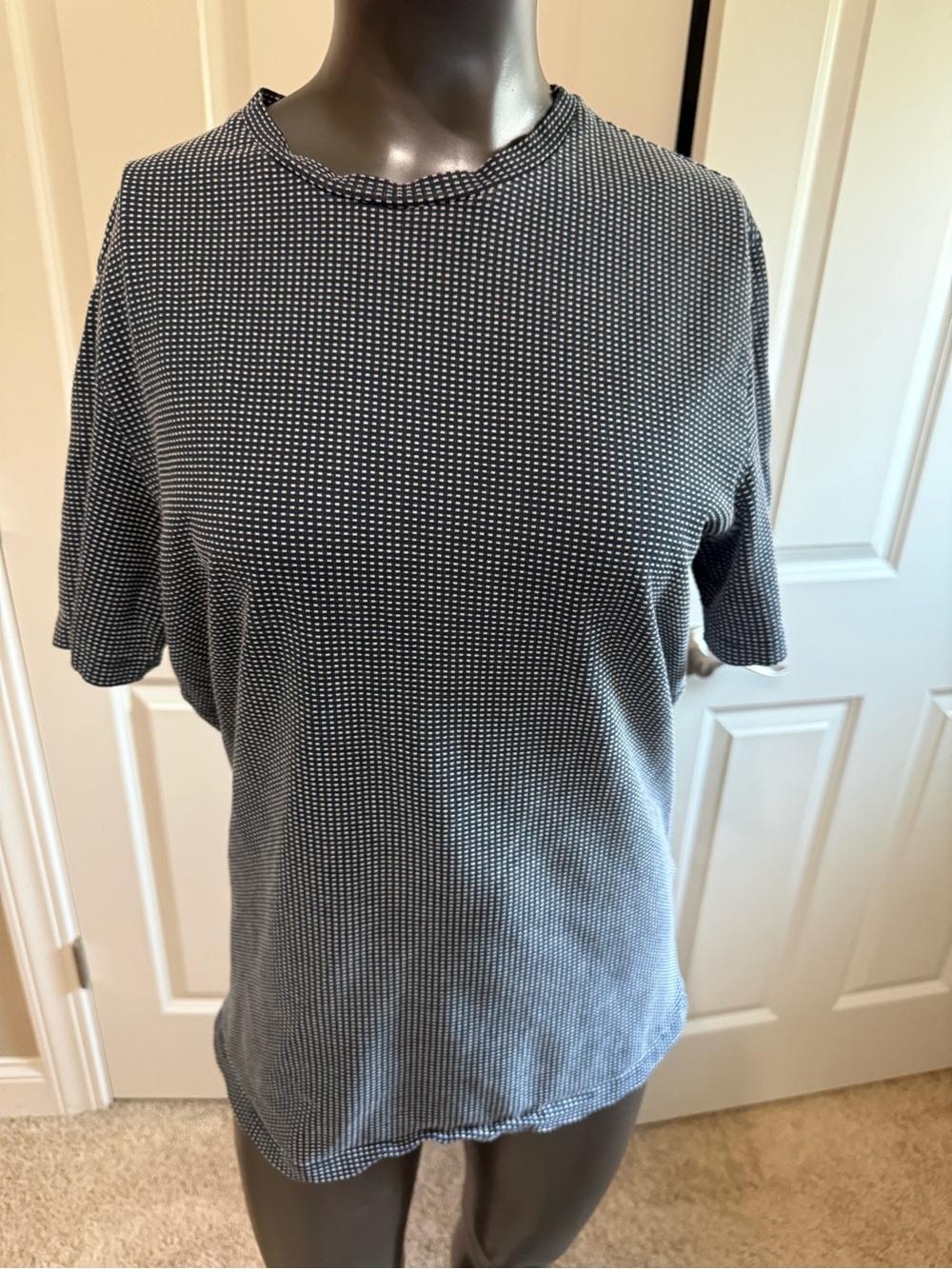 Casual Short-Sleeve Knit Shirt navy/- Black & White